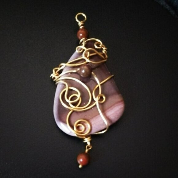Huge! Wire Wrapped Mookaite Jasper Pendant! Grounding ~ Healing ~ Protection - Picture 1 of 9